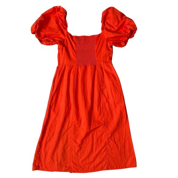 Banana Republic Plus Linen-Blend Midi Dress‎ in Orange Pockets Size 14 - Picture 5 of 13